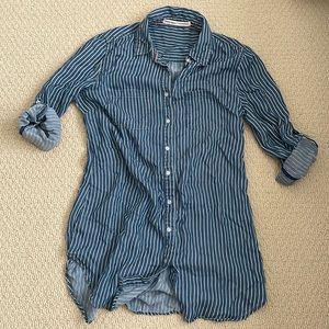 LIKE NEW blue striped shirt dress, M